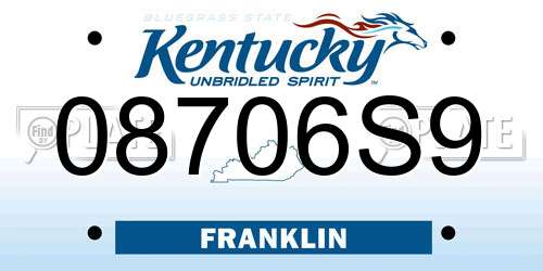 08706S9 Kentucky License Plate