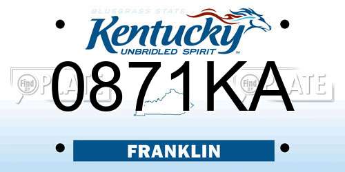 0871KA Kentucky License Plate