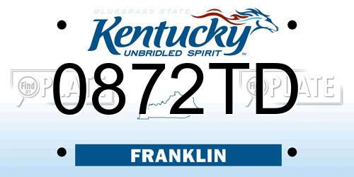 0872TD Kentucky License Plate