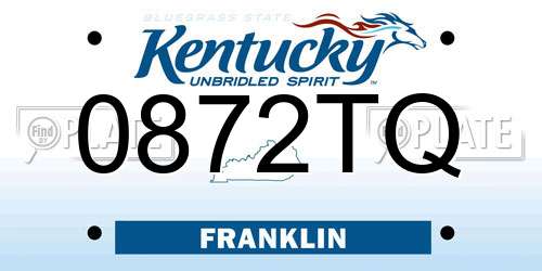 0872TQ Kentucky License Plate