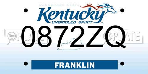 0872ZQ Kentucky License Plate