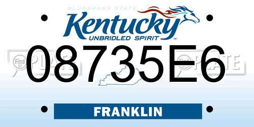 08735E6 Kentucky License Plate