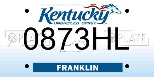 0873HL Kentucky License Plate