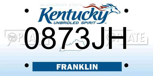 0873JH Kentucky License Plate