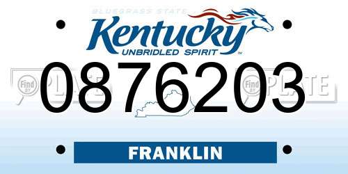 0876203 Kentucky License Plate