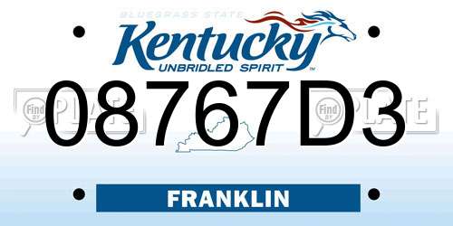 08767D3 Kentucky License Plate