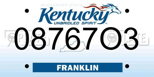 08767O3 Kentucky License Plate