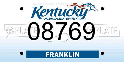08769 Kentucky License Plate