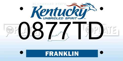 0877TD Kentucky License Plate