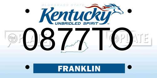 0877TO Kentucky License Plate