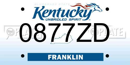 0877ZD Kentucky License Plate