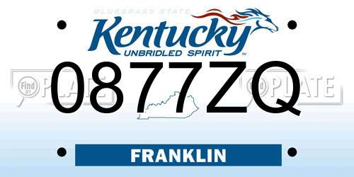 0877ZQ Kentucky License Plate
