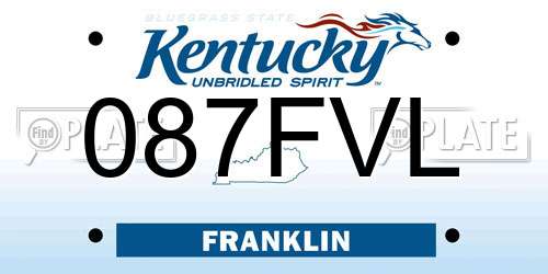 087FVL Kentucky License Plate