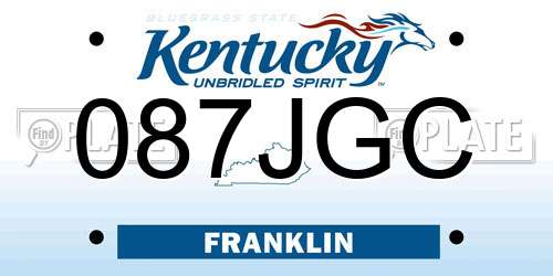 087JGC Kentucky License Plate