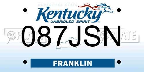 087JSN Kentucky License Plate