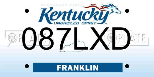 087LXD Kentucky License Plate