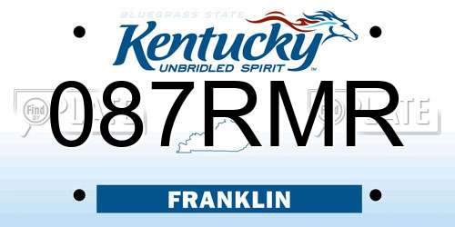 087RMR Kentucky License Plate