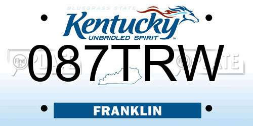 087TRW Kentucky License Plate