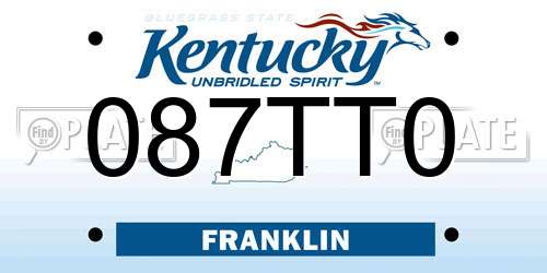 087TT0 Kentucky License Plate