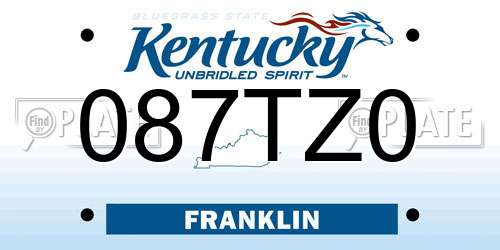 087TZ0 Kentucky License Plate
