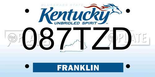 087TZD Kentucky License Plate