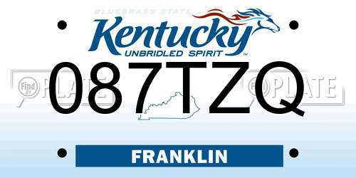 087TZQ Kentucky License Plate
