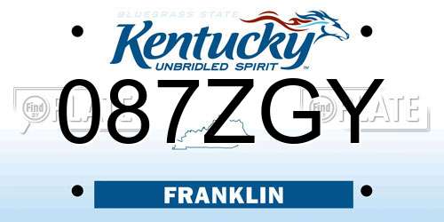 087ZGY Kentucky License Plate