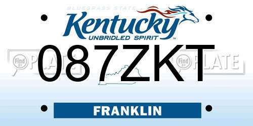 087ZKT Kentucky License Plate