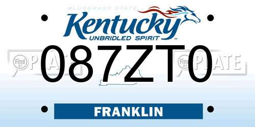 087ZT0 Kentucky License Plate