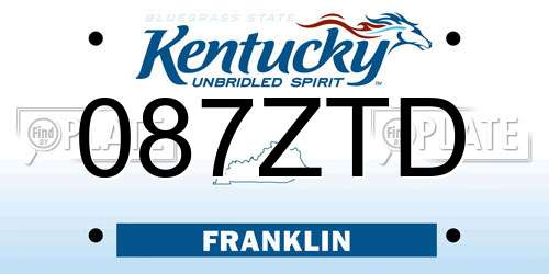 087ZTD Kentucky License Plate