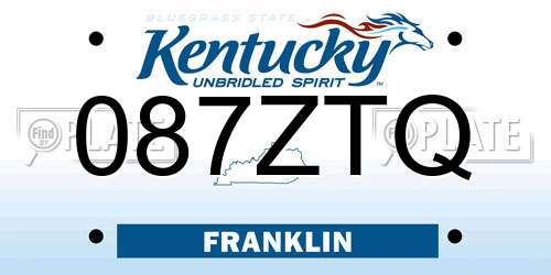 087ZTQ Kentucky License Plate