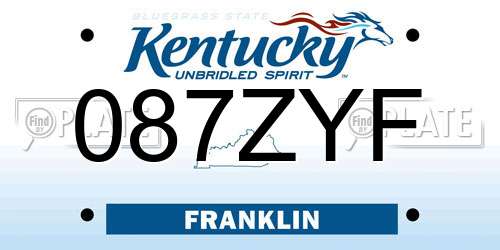 087ZYF Kentucky License Plate