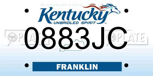 0883JC Kentucky License Plate