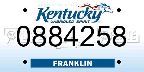 0884258 Kentucky License Plate
