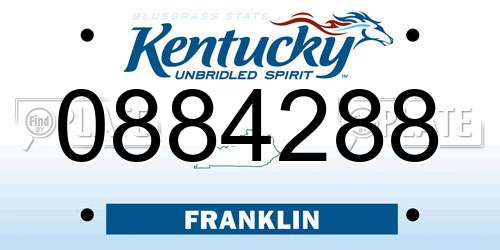 0884288 Kentucky License Plate