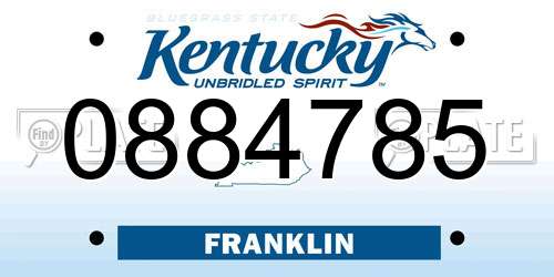 0884785 Kentucky License Plate