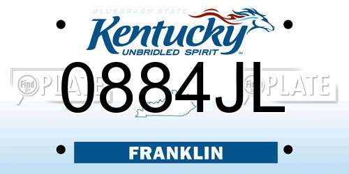 0884JL Kentucky License Plate
