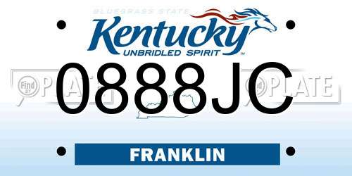 0888JC Kentucky License Plate