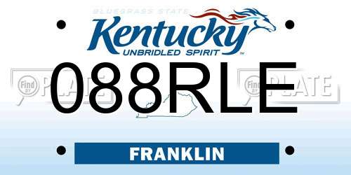 088RLE Kentucky License Plate