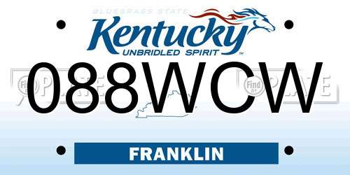 088WCW Kentucky License Plate
