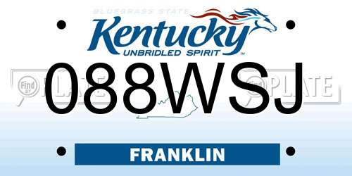 088WSJ Kentucky License Plate