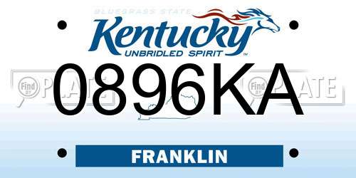 0896KA Kentucky License Plate