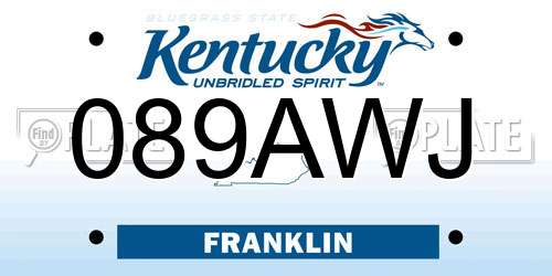 089AWJ Kentucky License Plate