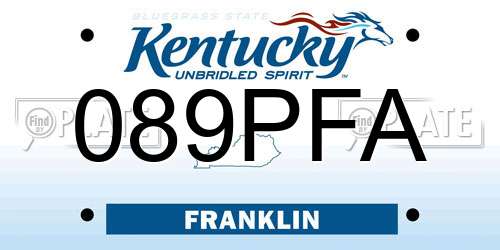 089PFA Kentucky License Plate