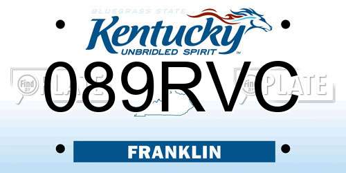 089RVC Kentucky License Plate