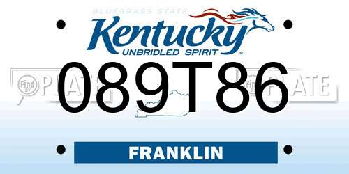 089T86 Kentucky License Plate
