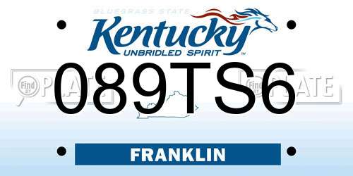 089TS6 Kentucky License Plate