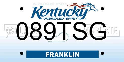089TSG Kentucky License Plate
