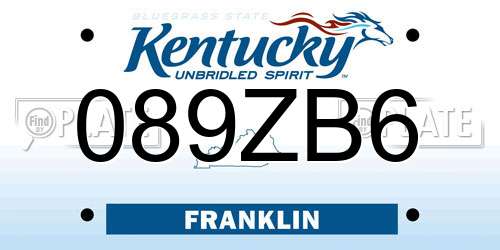 089ZB6 Kentucky License Plate
