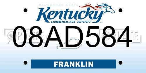 08AD584 Kentucky License Plate